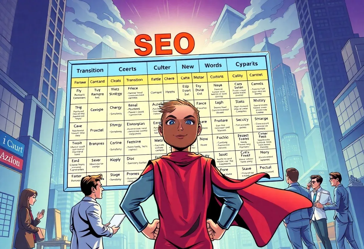 Visual representation of transition words impact on SEO